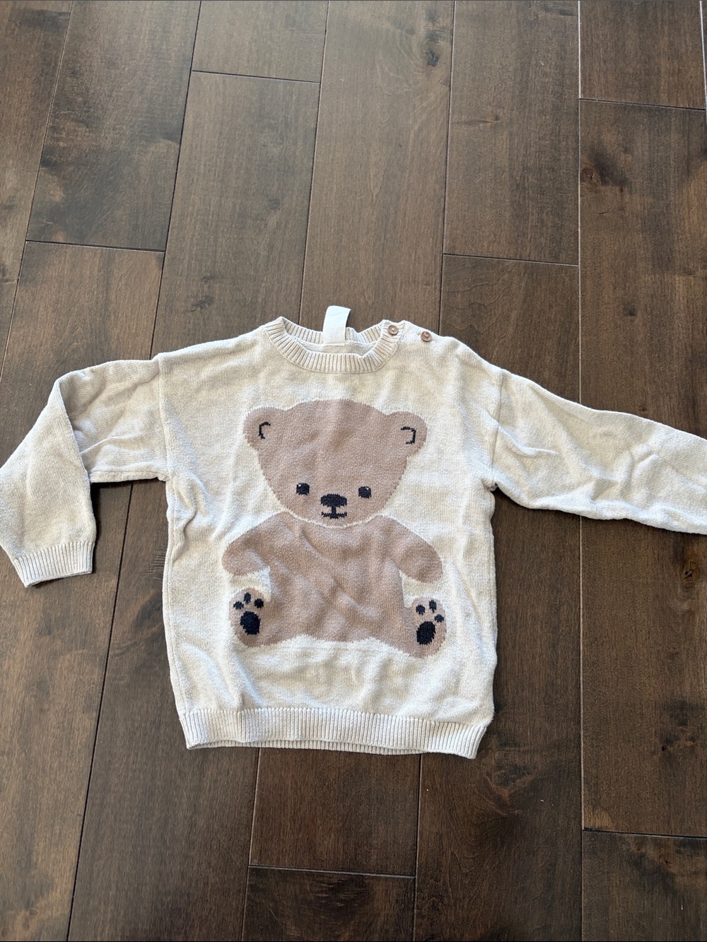 H&M Cream Sweater with Brown Teddy Graphic